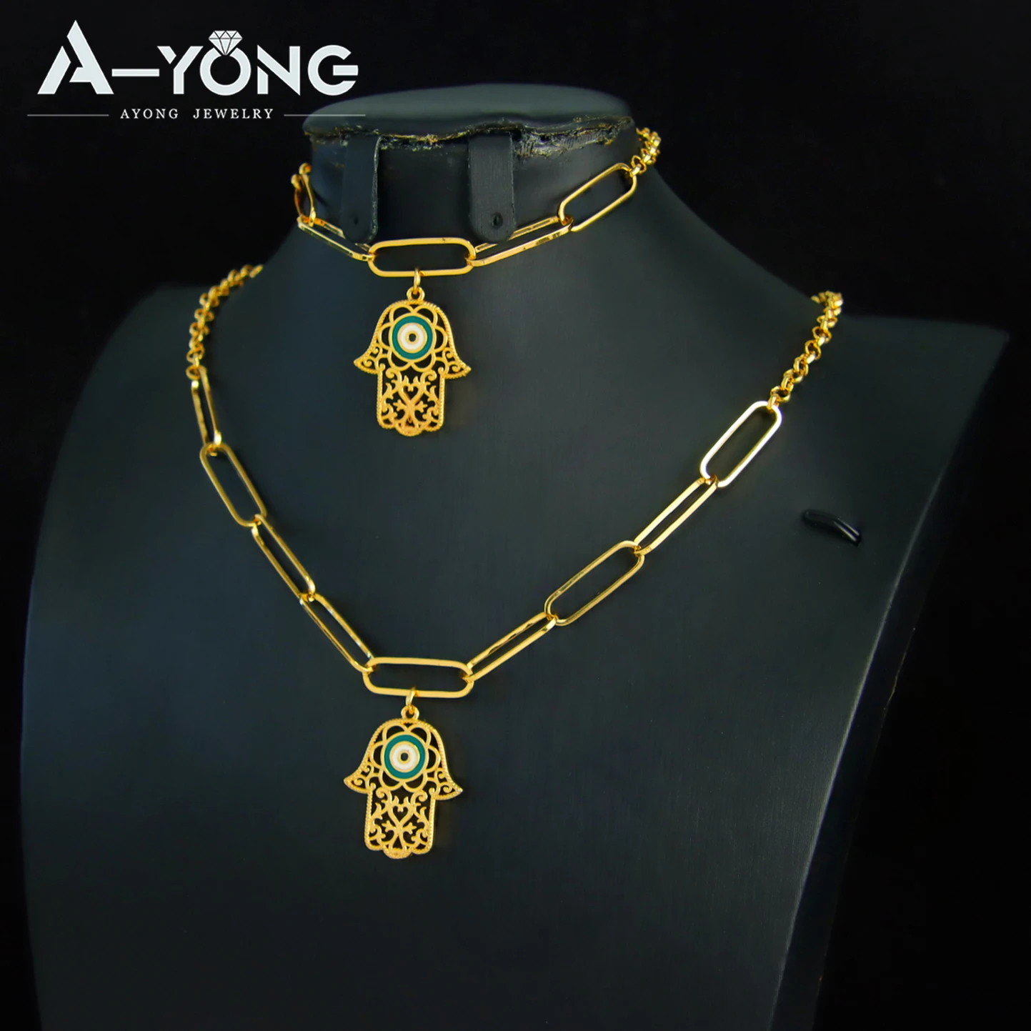 Saudi Arabia Fashion Jewelry Set 21k Gold Plated Dubai Hip Hop Necklace Bracelet Nigeria Women Daily Party Jewelrys
