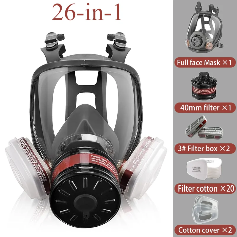 Gas Mask 6800 with Multiple Configurations – Effectively Protects Against Toxic Gases, Spray Paint, and Industrial Dust