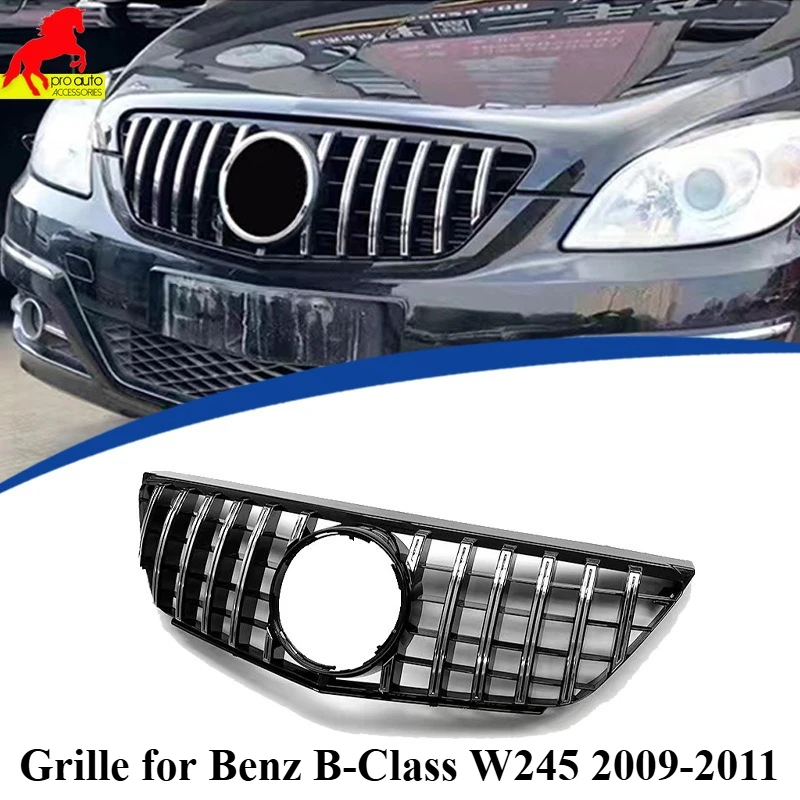 

Передняя решетка с вертикальной планкой в стиле GT, решетка бампера, гоночные грили для Mercedes-Benz B-Class W245 2009-2011 годов, глянцевый черный автомобильный Стайлинг
