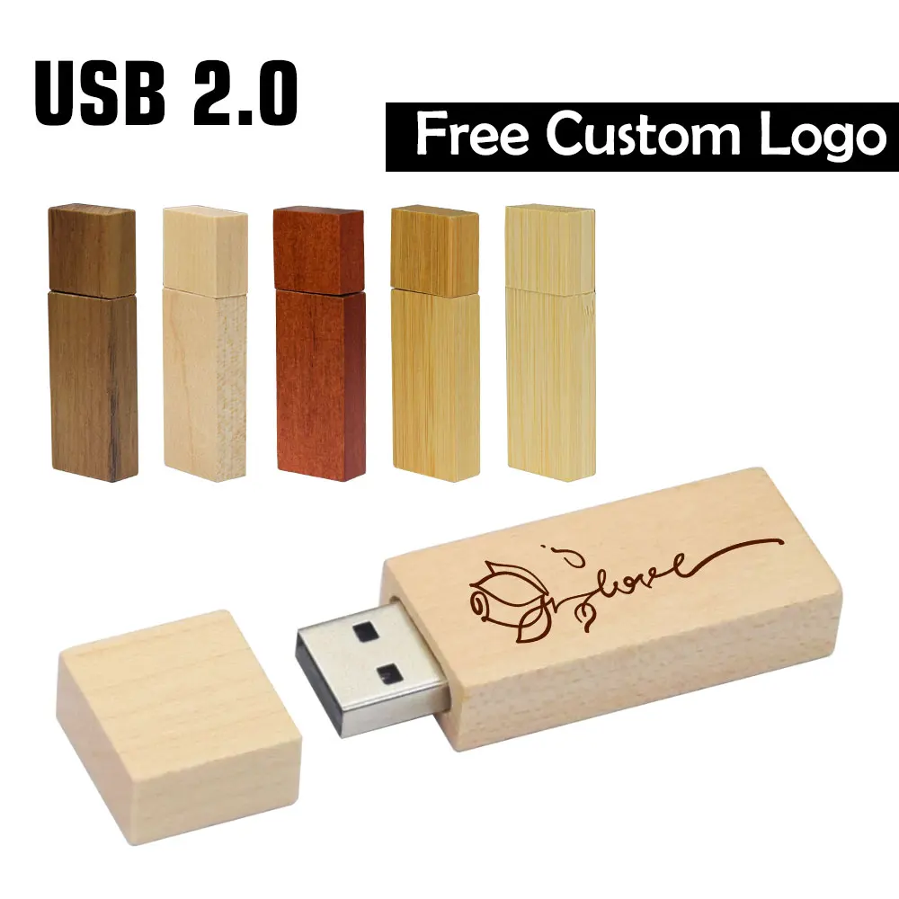 10/30/50pcs Lot ฟรีส่วนบุคคลโลโก้ที่กําหนดเองไม้แฟลชไดรฟ์ Pendrive 4GB 8GB 16GB 32GB 64GB 128GB Cle USB 2.0 งานแต่งงานของขวัญ