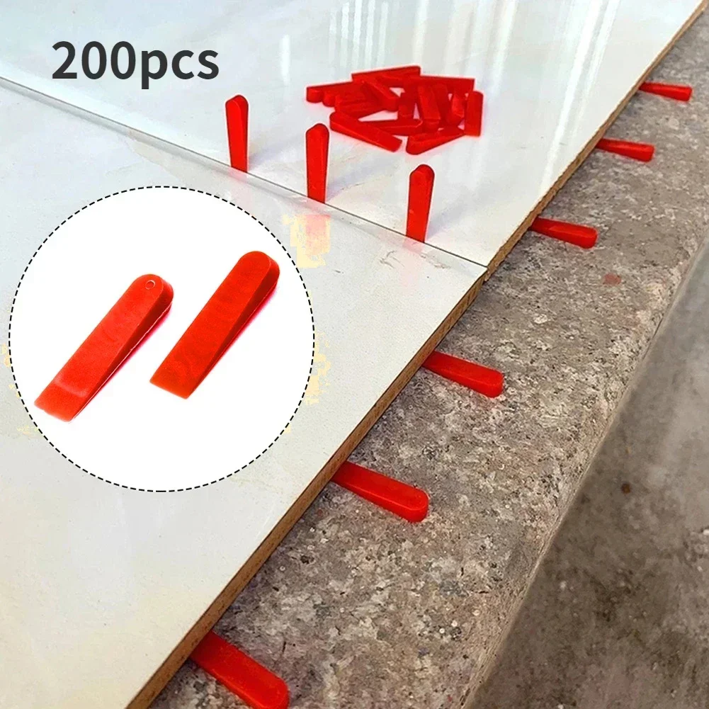 200pc Reusable 5mm Plastic Tile Wedge Spacer Leveling Clips Floor Locator Ceramic Tiling Laying Adjustment Construction Tool