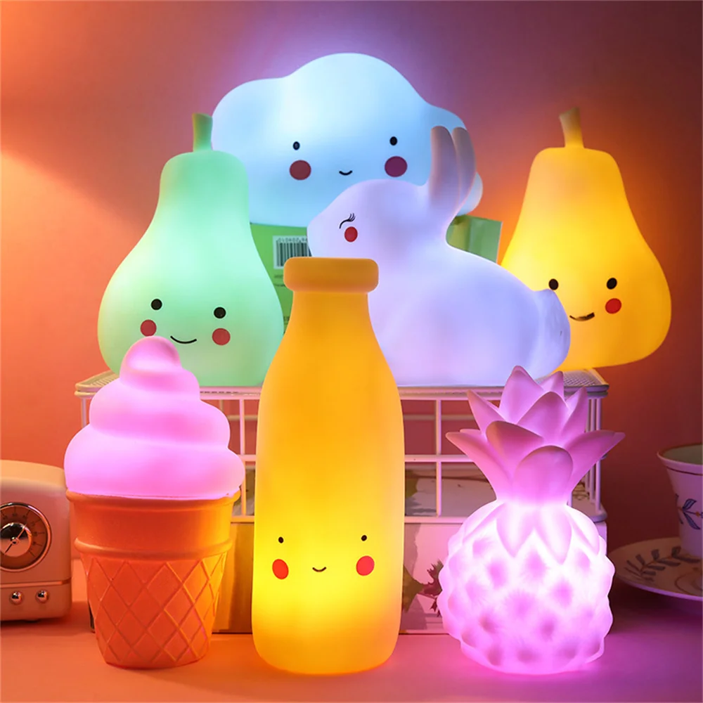 Cute Cartoon Animal LED Night Light, Urso, Unicórnio, Nuvem, Estrela, Lua, Luz noturna para bebê, crianças, cabeceira, quarto, lâmpada da sala de