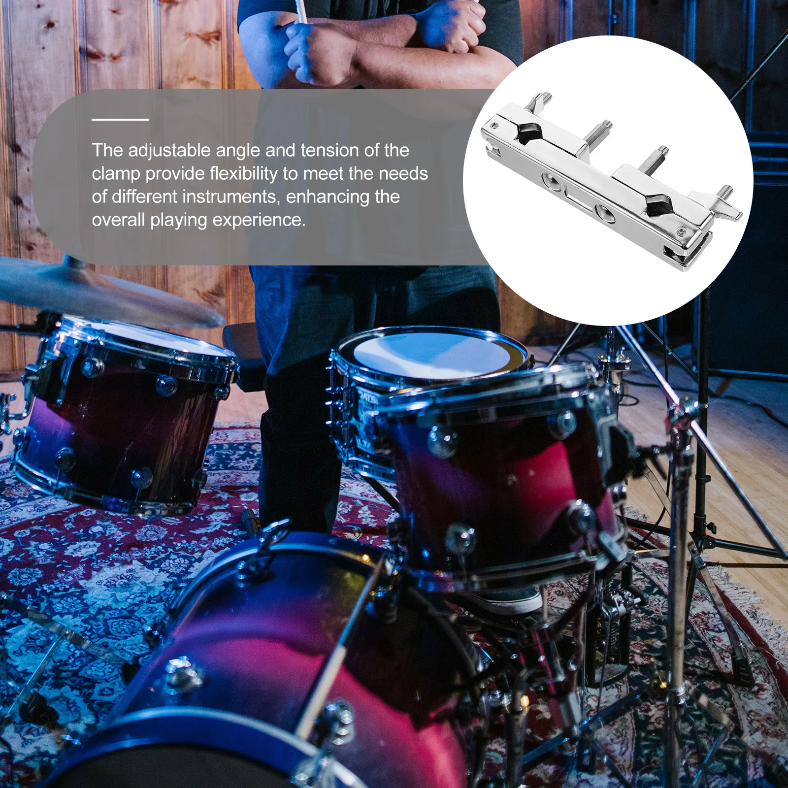 

Percussion Drum Fixture Clipping Cowbell Clamp Extension Cymbal Jazz Adjustable Angle Tension Balanced Universal Mount