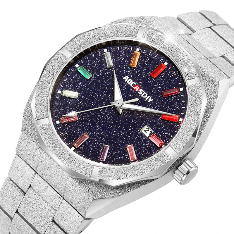 Watch Men European and American Style High-End Luxury Full Diamond Starry Sky Waterproof Steel Male Fashion Quartz Clock Watches