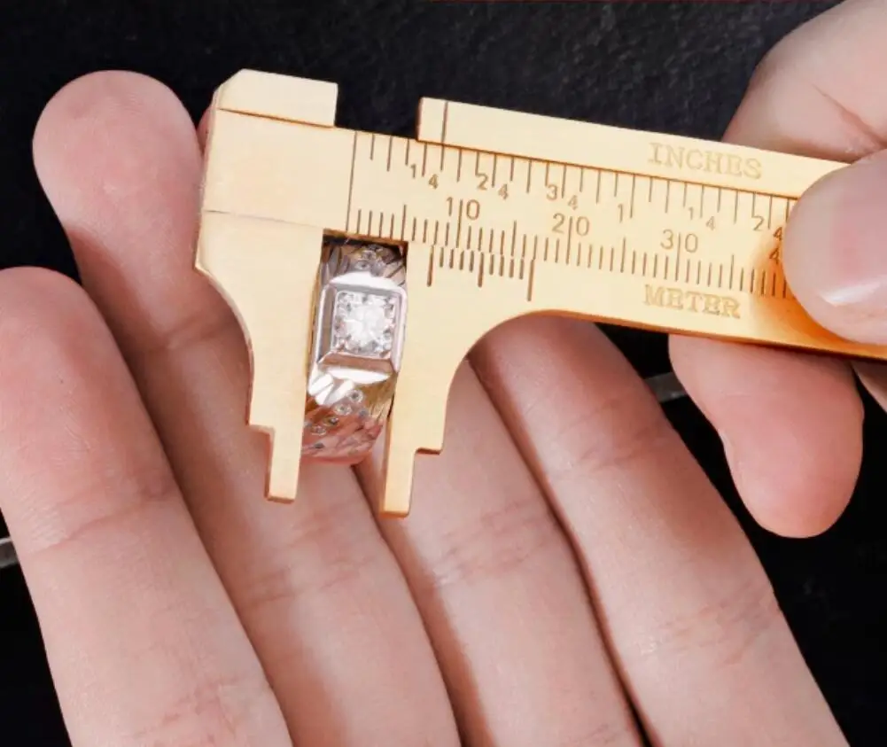 Retro Vernier Caliper Copper Alloy Mini Brass Sliding Pocket Caliper Metal Double Scale Mini Brass Ruler for Measuring 100mm