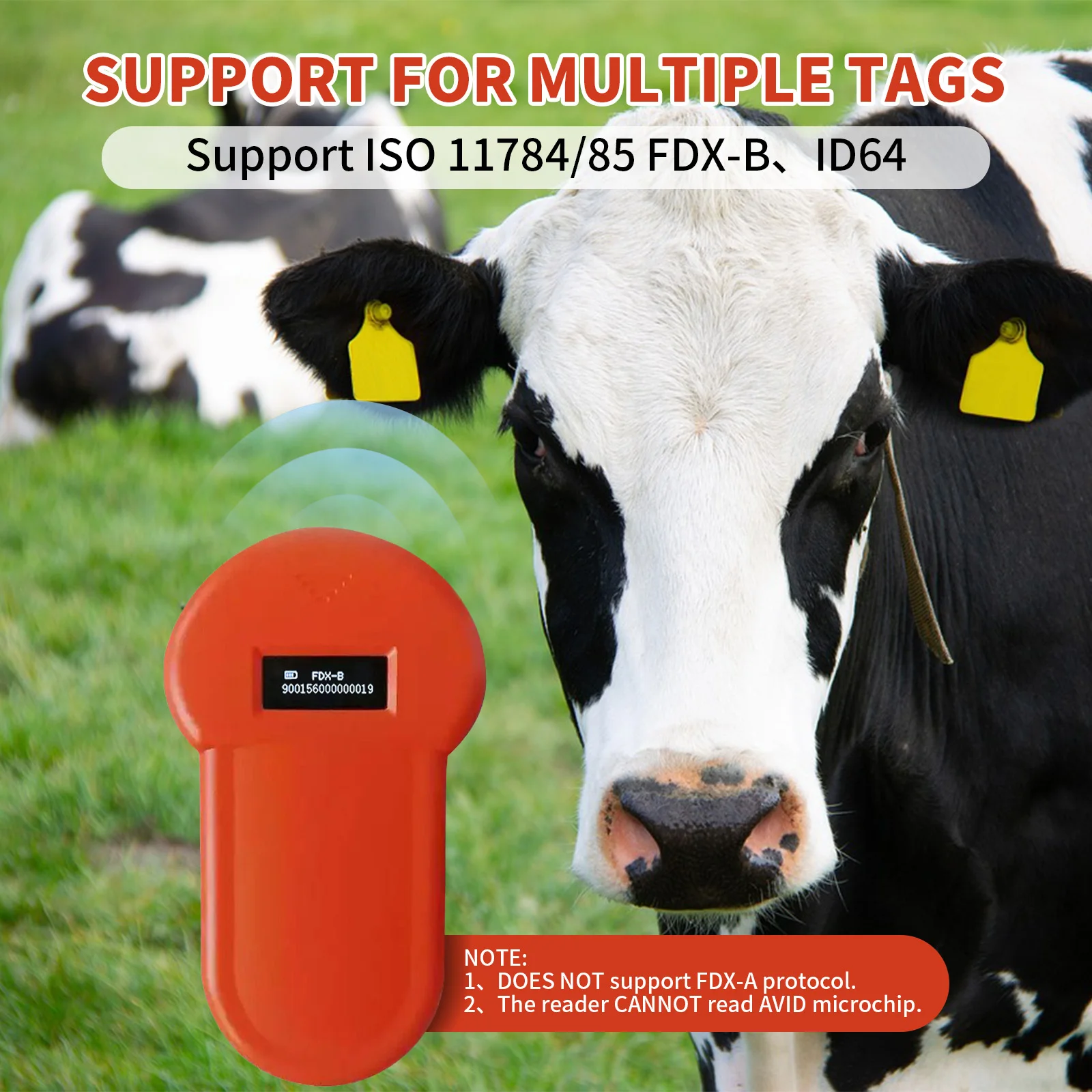 ISO FDX-B Pet RFID Chip Reader, OLED Display, Portable Animal Microchip Scanner (for Dogs and Cats)