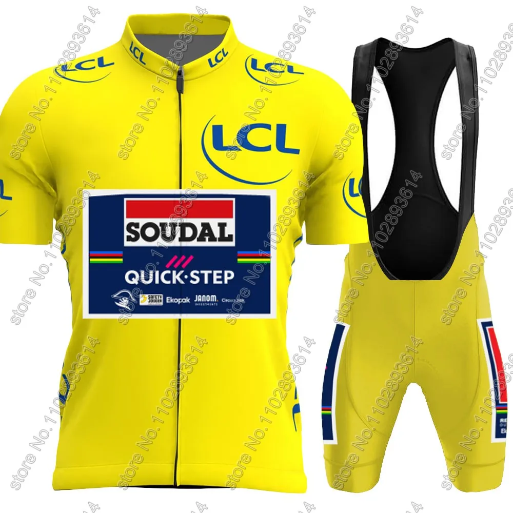 Soudal Quick Step 2024 France Tour Cycling Jersey TDF Set Short Sleeve Clothing Men Road Bike Shirts Suit Bicycle bib Shorts MTB