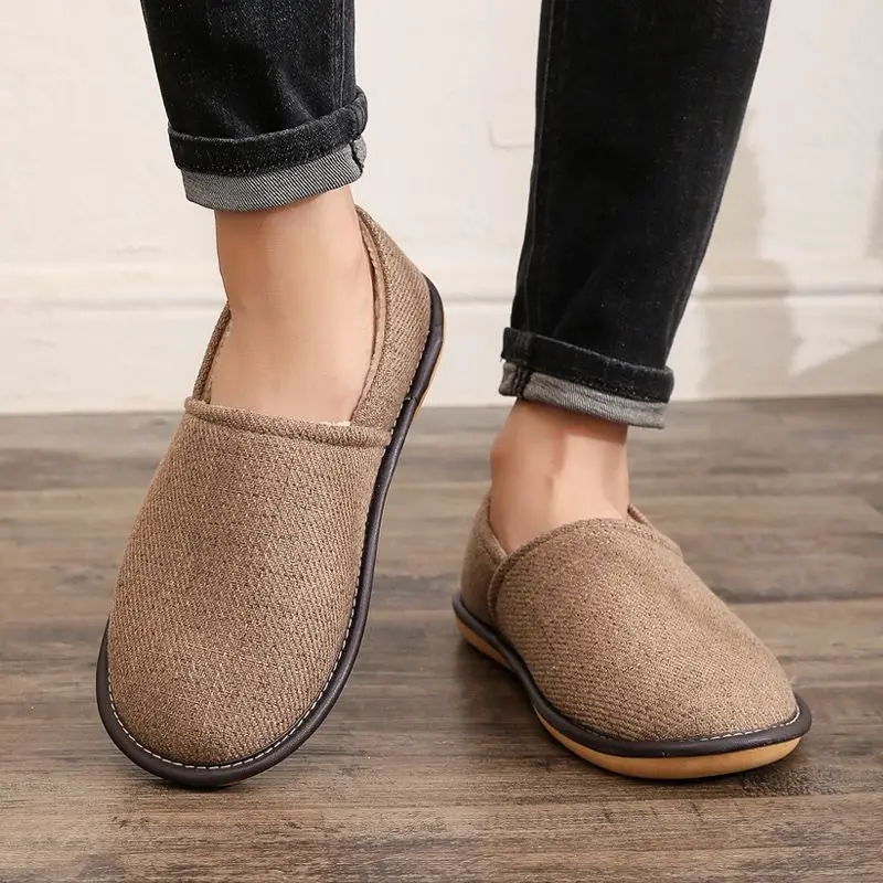 

Men's Autumn Winter Heated Non Slip Soft Sole Wrapped Heel Cotton Slippers Warm Indoor Home Slipper Comfortable Shoes for Men