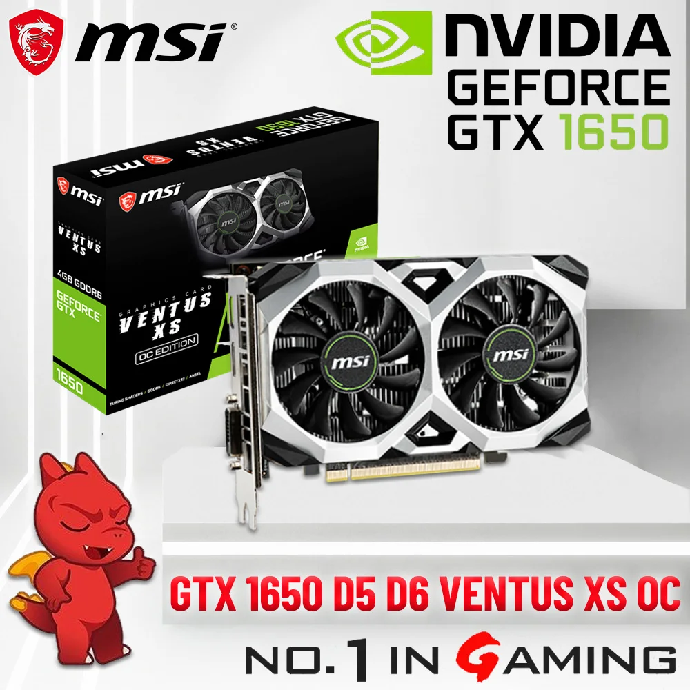 Placa de vídeo gráfica GDDR6, GTX 1650, 1650, 12000MHz, 7680 × 4320, RTX 1650, 4GB, PCI Express 3.0, 16X, HDCP, 6pin, Novo