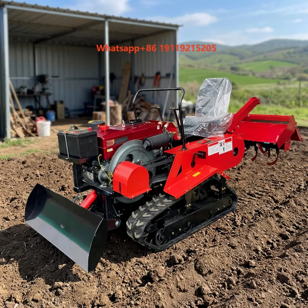 Farm Crawler-type Rotary Tiller Fertilizing Leveling Threshing Crawler Tractor Ploughing Sowing Weeding Rotary Cultivator