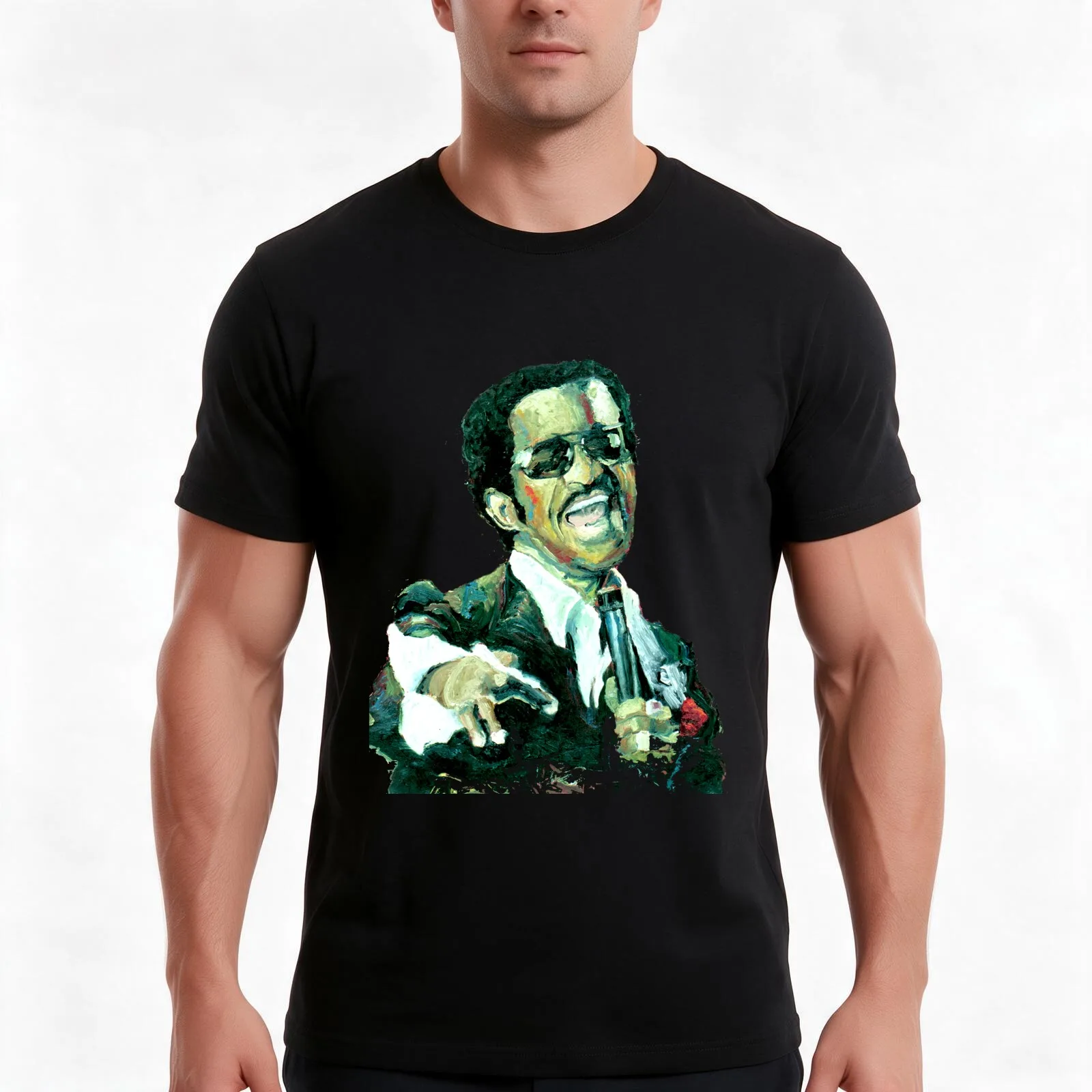 Sammy Davis Jr T-Shirt, Summer Casual Cotton Tee, Oversized Streetwear Tops, Vintage Graphic Print, Loose Fit Short Sleeve