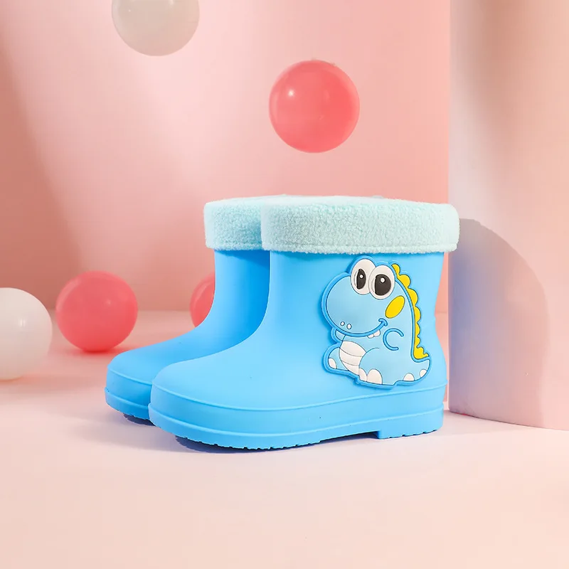 Botas Para Niña Rubber Boots for Child Four Seasons Plush Boy Rain Boot Girl Water Boots= Infant Boots Kid Shoes Bottes De Pluie