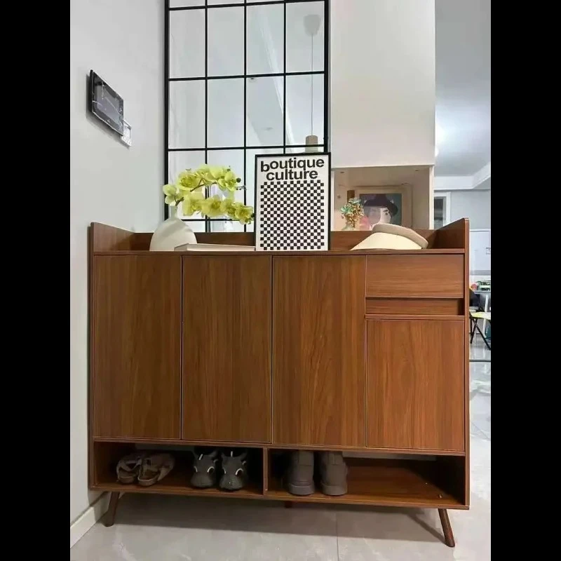 Multi-Function Pine Wood Shoe Cabinet Storage Furnitur Modern Freestanding Entryway Shoe Rack with Home Organization Furniture