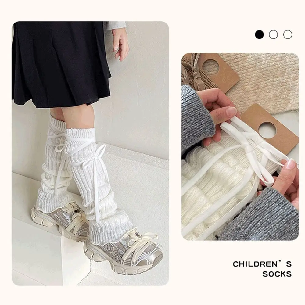 Sweet Solid Color Lace Leg Warmers Knitted Lace Trim Lolita Style Socks Soft Fabric Elastic Elastic Tube Socks Children Wear
