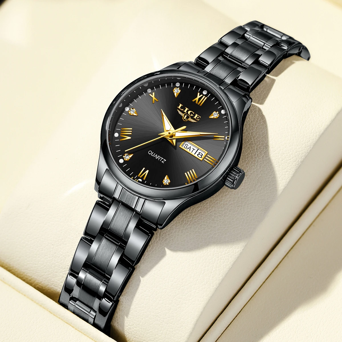 

Элегантные женские часы LIGE, высококачественные роскошные часы для женщин, светящиеся, водонепроницаемые, с датой, кварцевые наручные часы.
