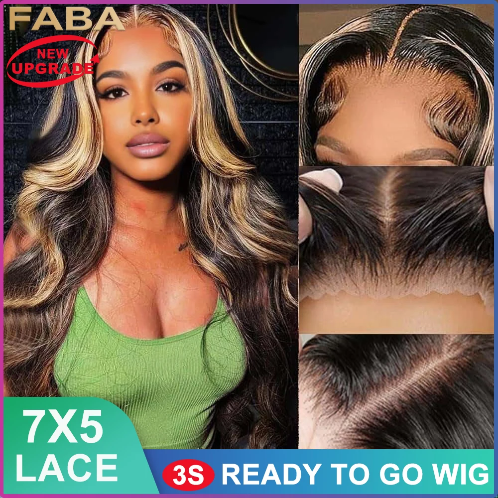 

Glueless Highlight Wigs Human Hair 1B/27 Body Wigs 7x5 HD Lace Front Wigs Human Hair Black and Blonde Frontal Wig For Women