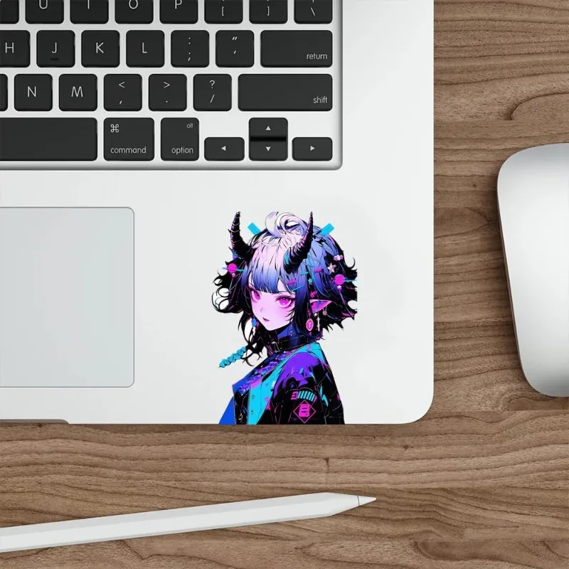 1pc Neon Purple Demon Anime Girl Vinyl Sticker, Graffiti Decal for Car Rear Windshield Window Laptop