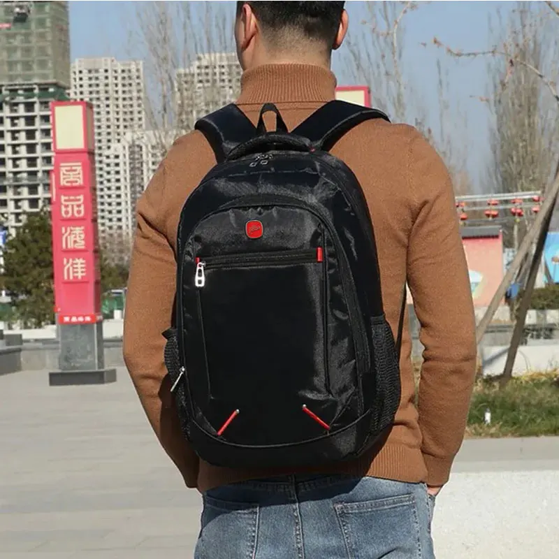 Bolsa escolar de estudante de grande capacidade casual cor sólida mochila material oxford masculino nova mochila multifuncional simples