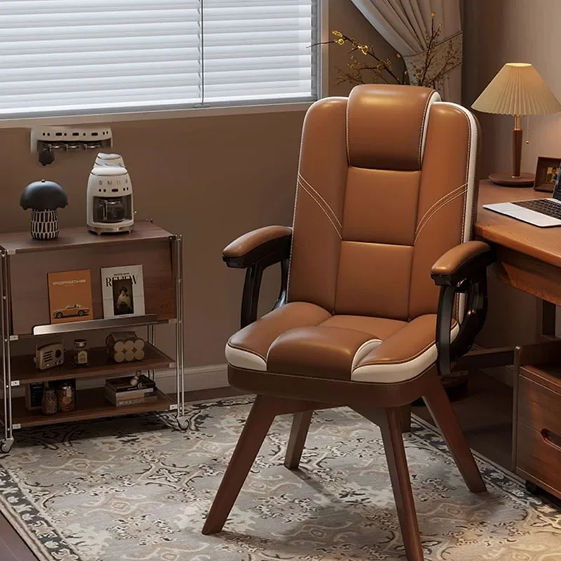Conference Wooden Office Chairs Leather Designer Computer Swivel Office Chairs Luxury Throne Sillas De Oficina Library Furniture