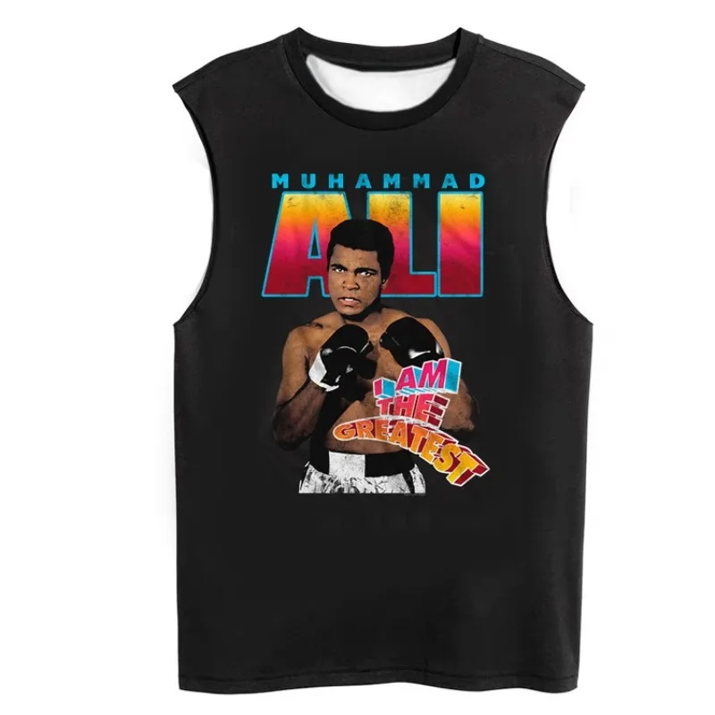Champion de boxeo Ali Fitness deportes chaleco suelto de calle alta para hombres camiseta sin mangas de secado rápido deportes de fútbol Top de Navidad