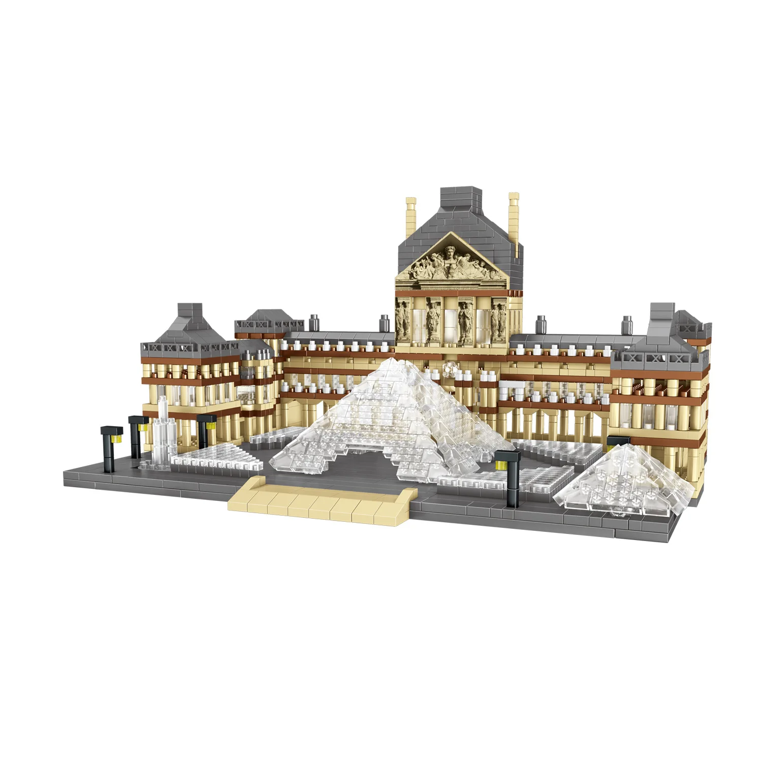 Arquitetura mundial mini blocos de construção paris museu do louvre modelo 3d cidade tijolos diamante brinquedo para crianças