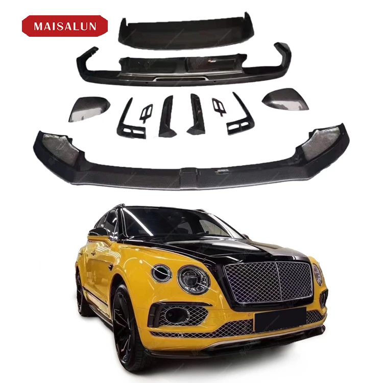 New for  Bentayga V8 W12 Style Carbon Fiber Body Kit with Front Lip Rear Diffuser Side Mirror Cover