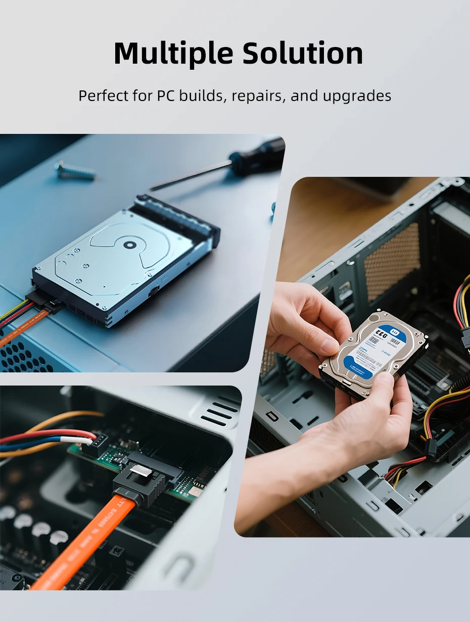 CABLETIME 6 Gbit/s SATA-Kabel 3.0 zu Festplatte SSD HDD Sata3 Gerades rechtwinkliges Kabel Schnellübertragungskabel für Desktop – Detail 7