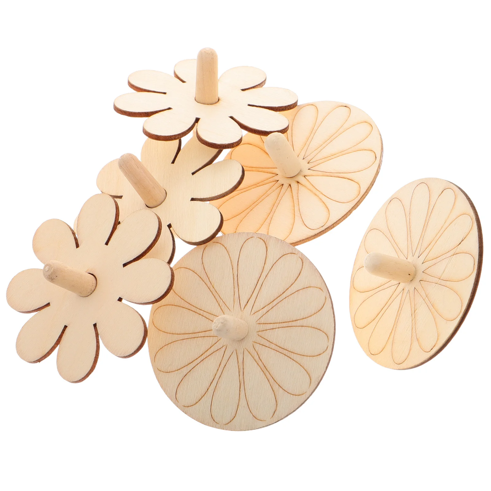 6개 미완성 나무 자이로스코프 천연 목재 DIY 페인팅 프로젝트 손과 눈의 협응력 향상 운동 능력 다중 색칠