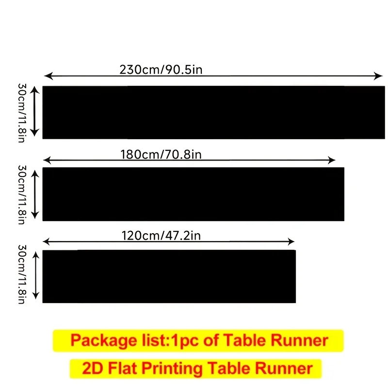 Custom 1pc Home Dining Black/ White Table Runner, 30cm Width Personalized Tablecloth, Holiday Party Festive Table Decoration view 2