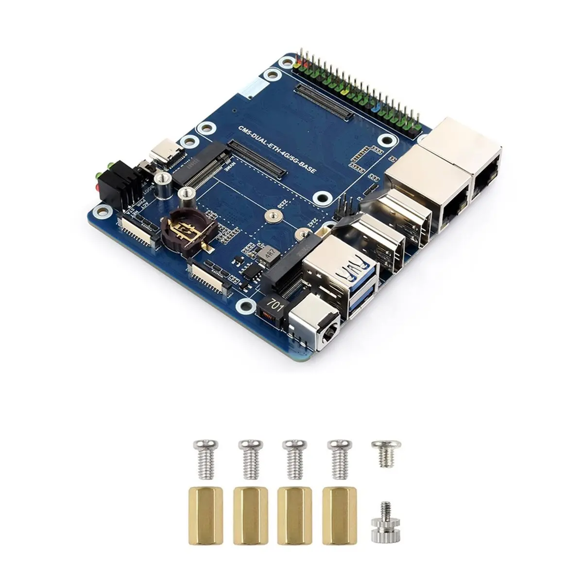 2026 New Dual Ethernet Base Board ForCM5, Supports 4G/5G Module, Dual 4K Display Outputs, Dual MIPI Interfaces