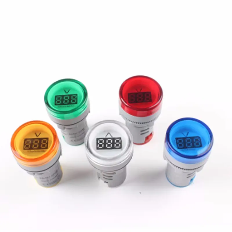 22mm AD16-22DSV Round Digital Voltmeter AC 60-500V Mini Voltage Meter LED Digital Display Voltmeter Indicator Light Pilot Lamp