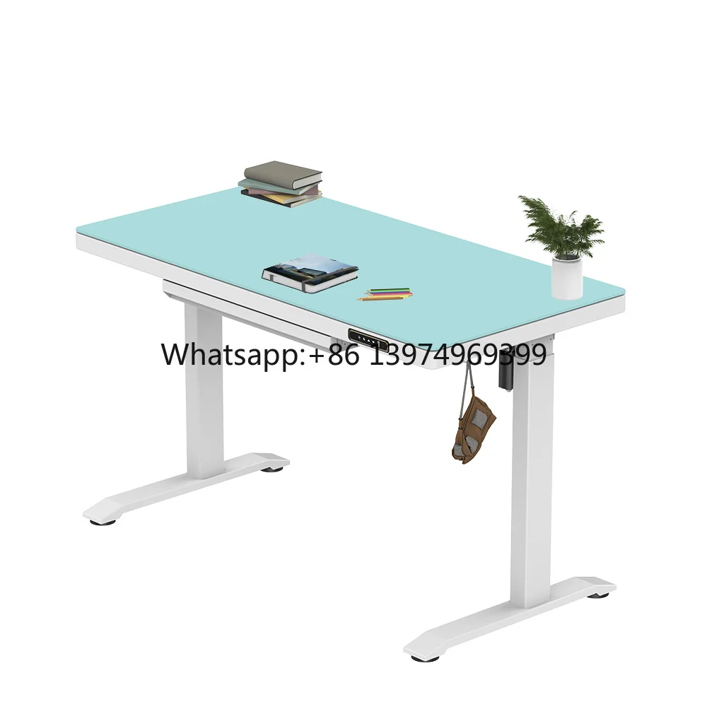 Sale Office Home Furniture White Single Motor Electric Height Adjustable Smart Glass Top Standing Desk With USB Interface