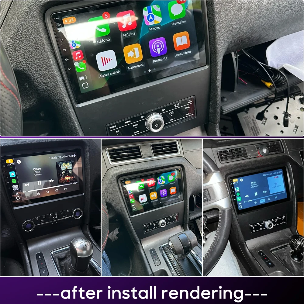 مشغل وسائط متعددة للسيارة يعمل بنظام أندرويد لسيارة Ford Mustang V S-197 2009 - 2014 وحدة رأس ستيريو فيديو لاسلكية CarPlay 2din مع الملاحة