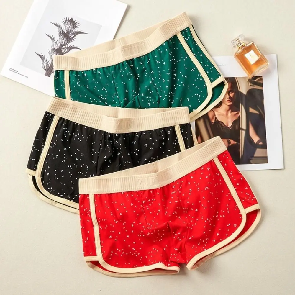 

Elastic Dots Mens Boxer Briefs Sweat Absorption Breathable Cotton Boxer Underpants Soft Color Blocking Underwear for Men Daily