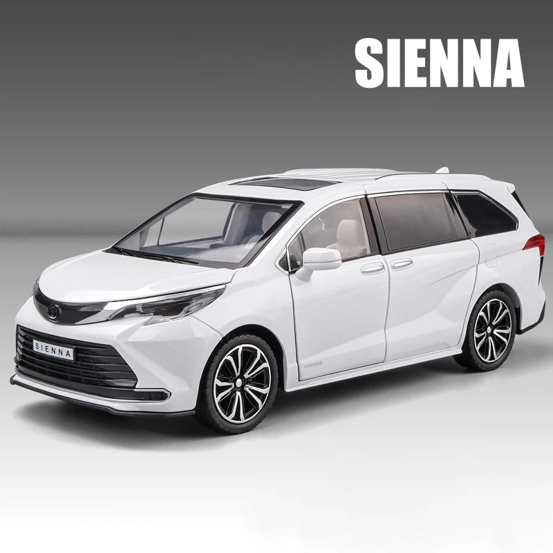 Novo 1:24 toyota sienna mpv liga modelo de carro som e luz puxar para trás brinquedo das crianças colecionáveis presente aniversário