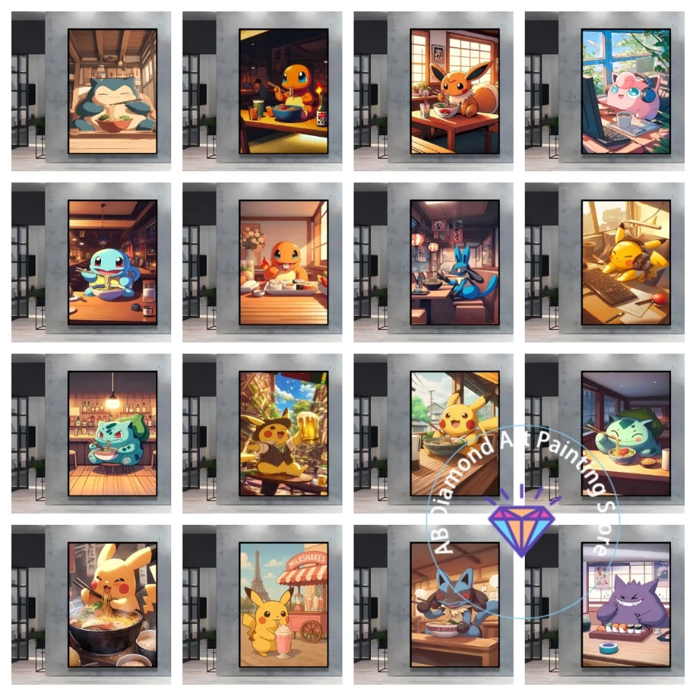 

Pokemon Pikachu Eat Food Cartoon Square Round AB Diamond Painting Kit 5D DIY Cross Stitch Handmade Art Crafts Home Decor Gift
