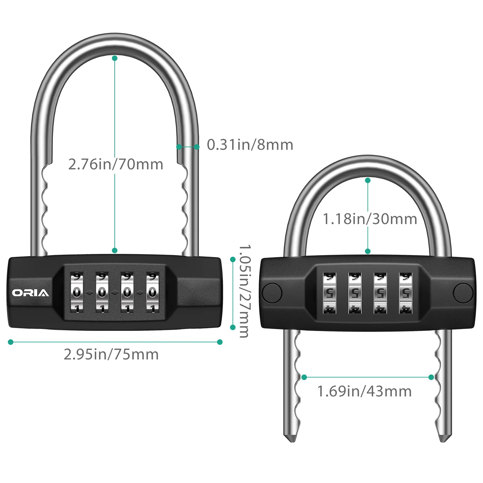 Multifunctional Combination 4 Digit Security Padlock Gym Locker Drawer Luggage Cabinet Toolbox Door Lock Door Padlock