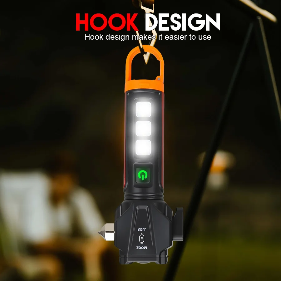 C2 Tactical Led  Flashlight for Emergency Defense,with Safety Hammer, Seatbelt Cutter Strobe Mode for Emergency Survival Safety