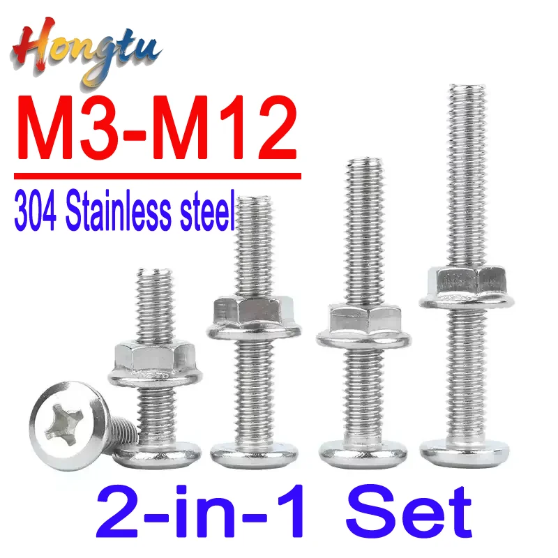 

Hongtu M3 M4 M5 M6 M8 M10 M12 304 Stainless Steel Chamfered Hexagon Socket Screws Nut Flange Nuts Lock Hexagon Head Sets