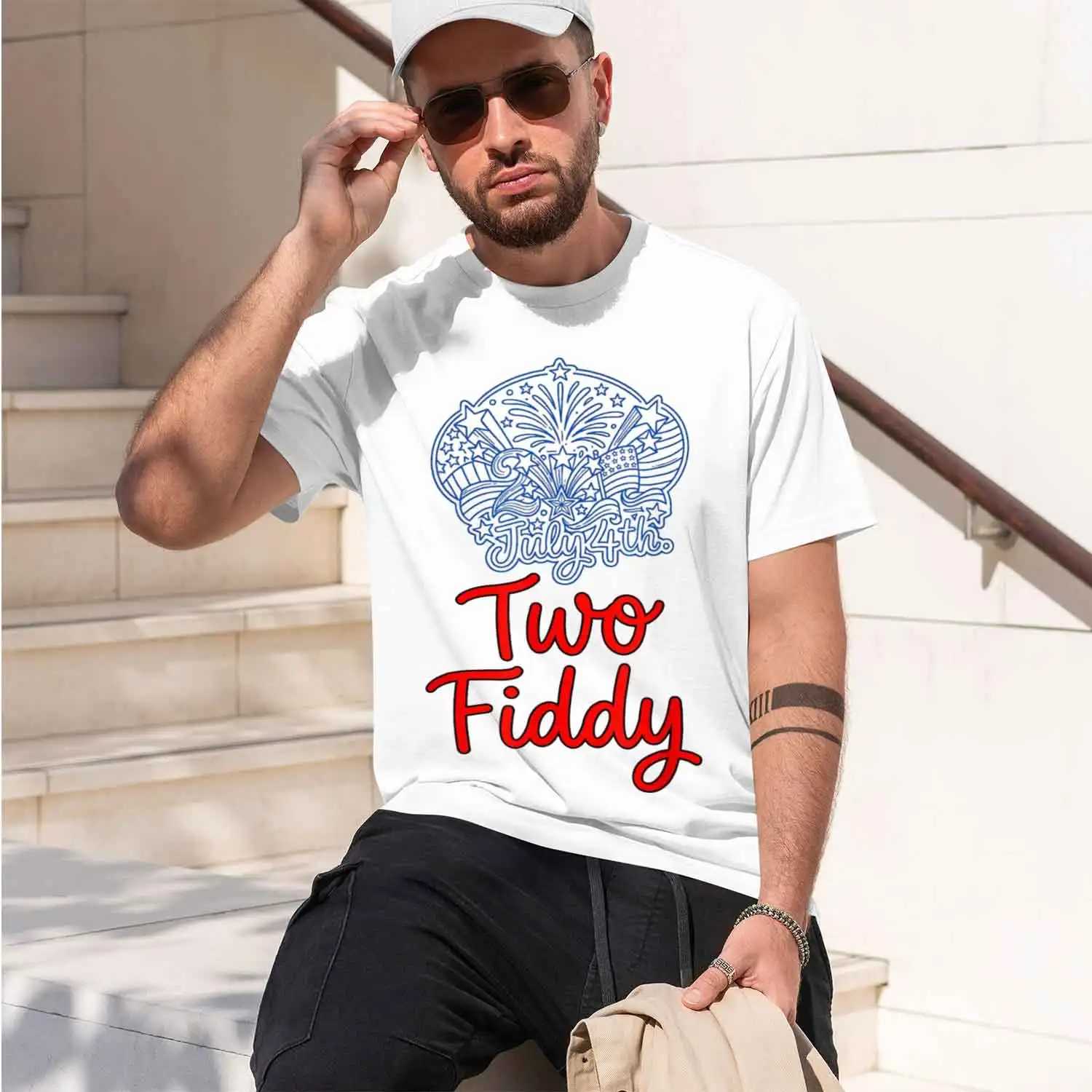 Two Fiddy 4Th Of July 250 T-Shirt Summer Short-Sved Breathable Sweat-Wking Versatile Trendy T-Shirt 2026 New Model Short-sleeve