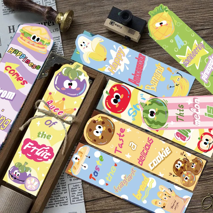 30PCS Food Fun Bookmark Cartoon Stationery Creative Books Marked Vintage Gifts Unique Card Durable Reading Accessories ﻿