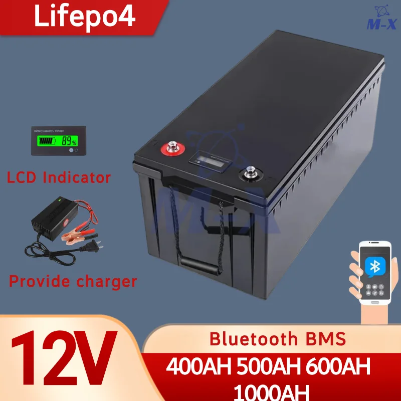 

12V 400AH 500AH 600AH 1000AH Lifepo4 Lithium Battery With Bluetooth BMS APP For Solar,RVs,Boats,Golf Carts,Camping Equipment