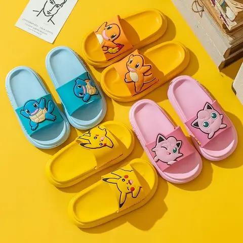 Pokemon Pikachu Cartoon Slippers Indoor Huis Schattige Meisjes Badkamer Sandalen Anti-Slip Buiten Strand Jongens Schoenen Cadeau