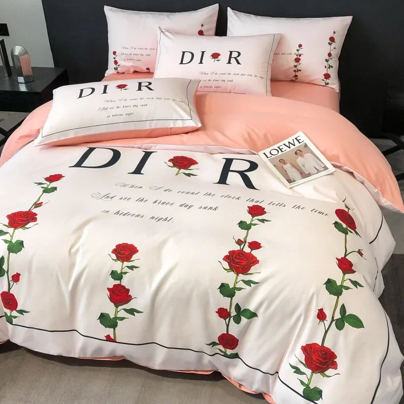 King size conjunto de cama luxo superior pele amigável algodão capa edredão plana lençóis e fronhas consolador conjuntos cama