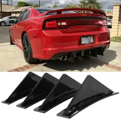 LAICY For Dodge Charger SXT SRT RT 2010-2019 Car Curved Rear Bumper Diffuser Shark Fins Spoiler Lip Splitter Bumper Splitter