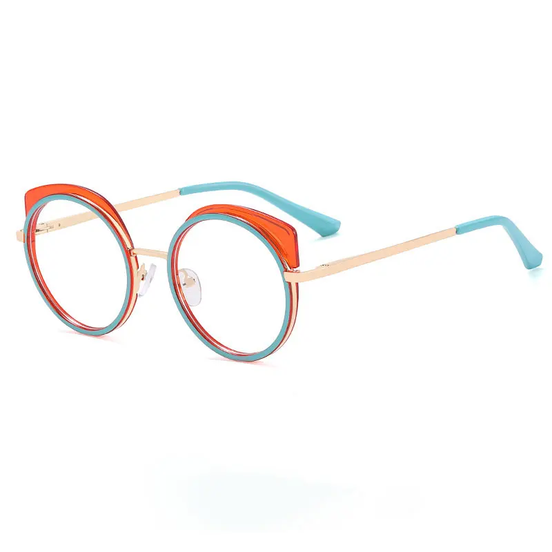 57079 moda damska kolorowe okrągłe oprawki do okularów Vintage zawias sprężynowy optyczne przezroczyste okulary okulary blokujące niebieskie światło — zdjęcie 2