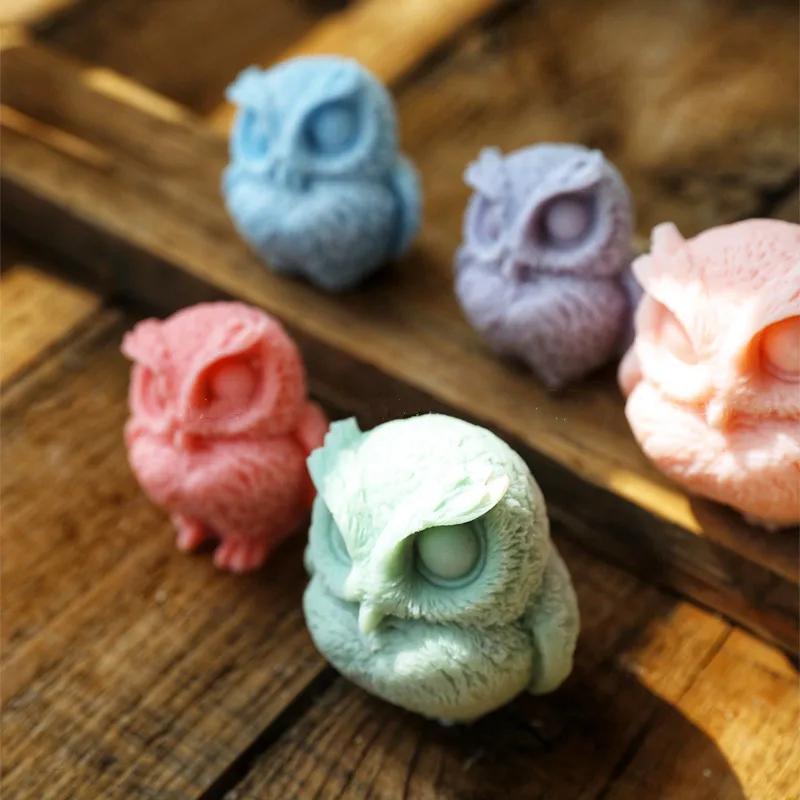 Easter Big Owl Shape Aromatherapy Candle Silicone Molds 3D Animals Handmade Wax Candle Mold Plaster Crafts Decoration Tool