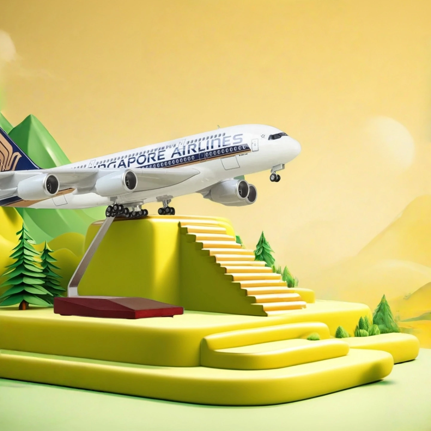 

Airbus 380 A380 Singapore Airline 1/160 46CM Airplane Model Light Wheel Diecast Plane Collection Airliner Gift Toys Kids Display