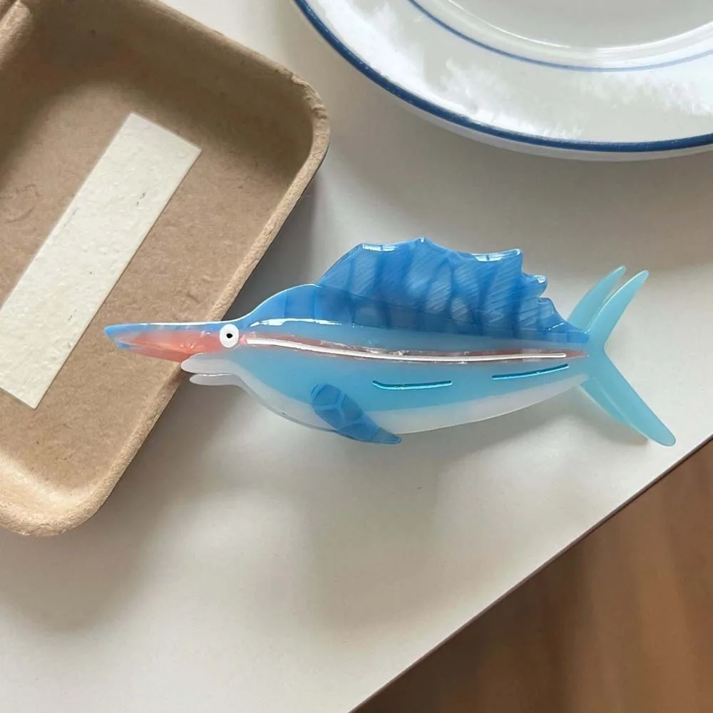 

Acrylic Guppy Hair Claw Fish Korean Style Silver Arowana Shark Clip Swordfish Contrast Color Acetic Acid Hair Claw Beach