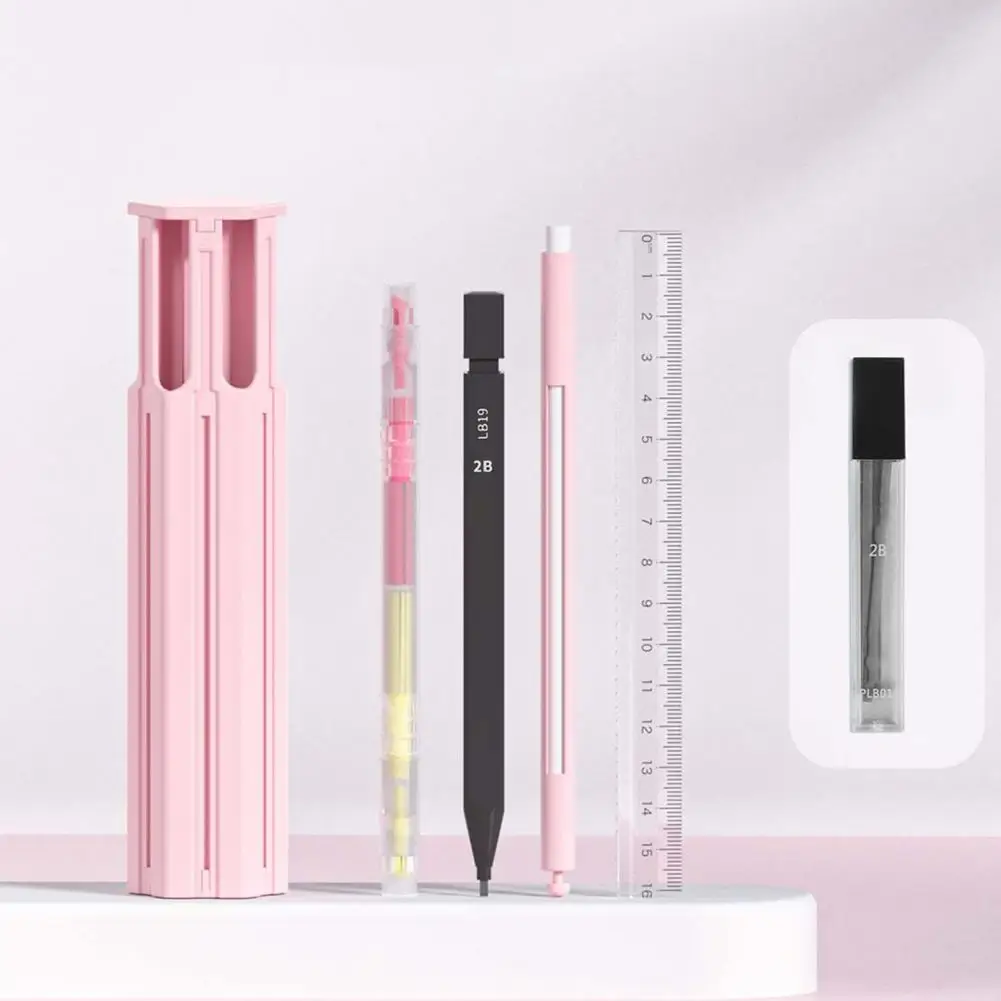 쉬운 접근 뚜껑이 있는 기능성 펜 상자, 육각형 휴대용 연필 젤 펜 상자, 카드 슬롯 펜꽂이, 학용품 정리함